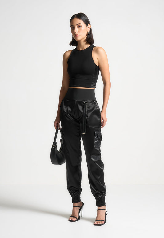Haven Women's Trousers | Satin Fabric, High Waisted Cargo Style