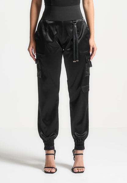 Haven Women's Trousers | Satin Fabric, High Waisted Cargo Style