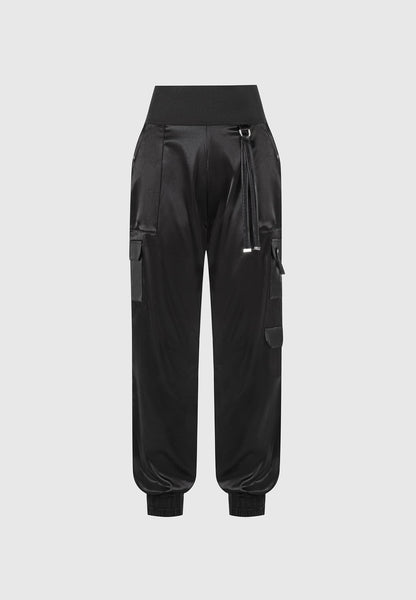 Haven Women's Trousers | Satin Fabric, High Waisted Cargo Style