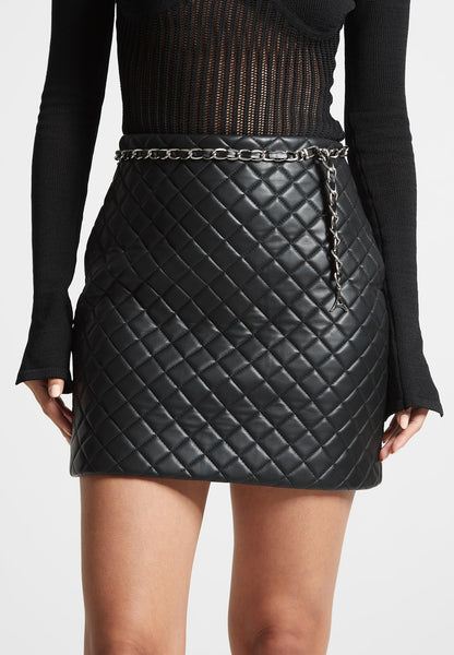 Luna Women's Black Mini Skirt | Vegan Leather with Chain Detail