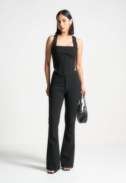 Pina Women's Flare Leggings | Soft Stretch Fabric, Pinstripe Design